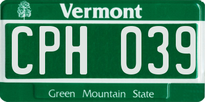 VT license plate CPH039
