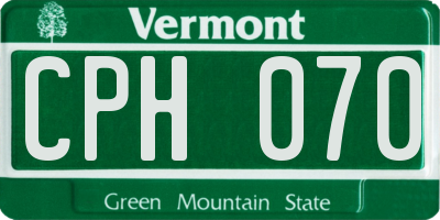 VT license plate CPH070