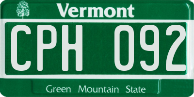 VT license plate CPH092