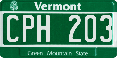VT license plate CPH203