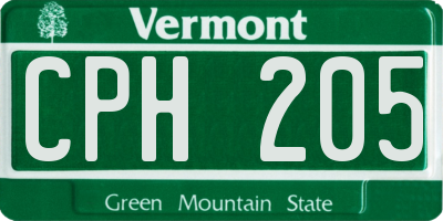 VT license plate CPH205
