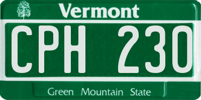 VT license plate CPH230