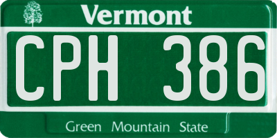 VT license plate CPH386