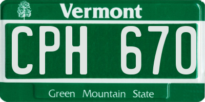 VT license plate CPH670