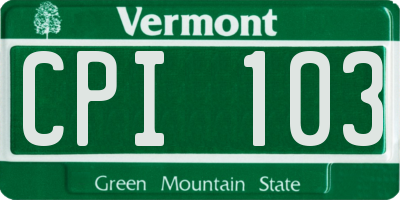 VT license plate CPI103