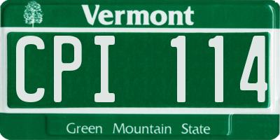 VT license plate CPI114