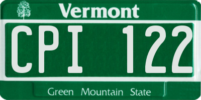 VT license plate CPI122