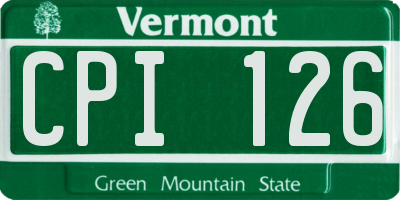 VT license plate CPI126
