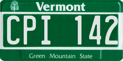 VT license plate CPI142