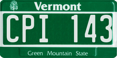 VT license plate CPI143