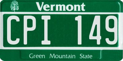 VT license plate CPI149