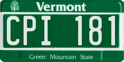 VT license plate CPI181