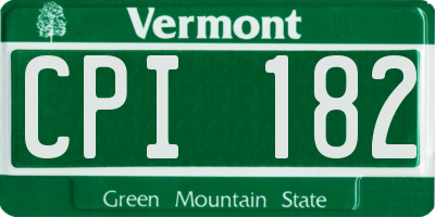 VT license plate CPI182