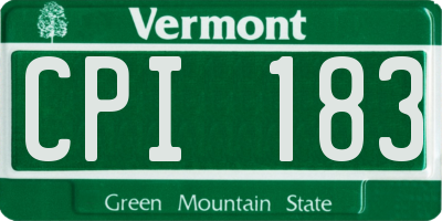 VT license plate CPI183