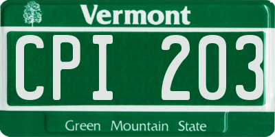 VT license plate CPI203