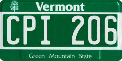 VT license plate CPI206