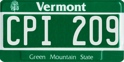 VT license plate CPI209