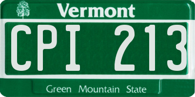 VT license plate CPI213