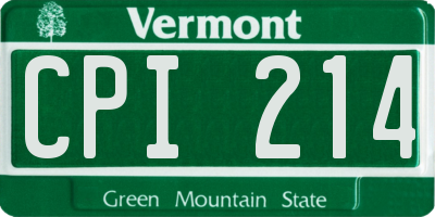 VT license plate CPI214