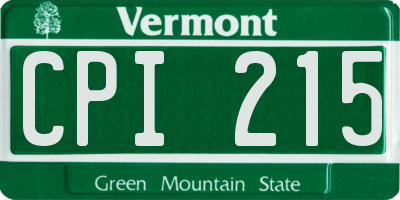 VT license plate CPI215