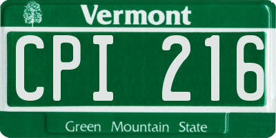 VT license plate CPI216
