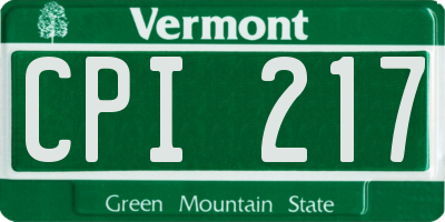 VT license plate CPI217
