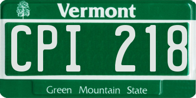 VT license plate CPI218