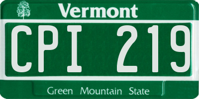 VT license plate CPI219
