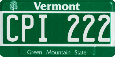 VT license plate CPI222