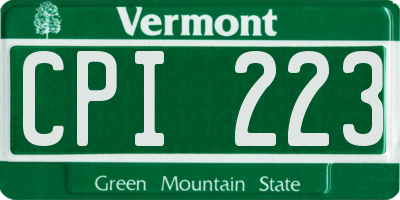 VT license plate CPI223