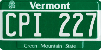 VT license plate CPI227