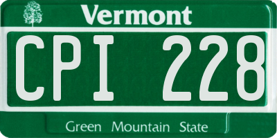 VT license plate CPI228