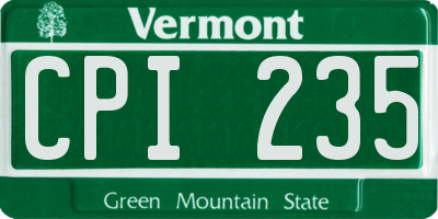 VT license plate CPI235
