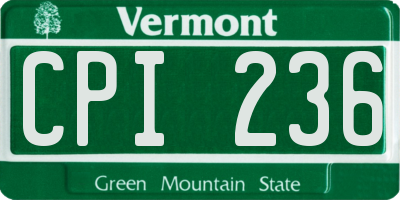 VT license plate CPI236