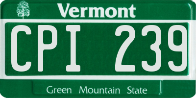 VT license plate CPI239
