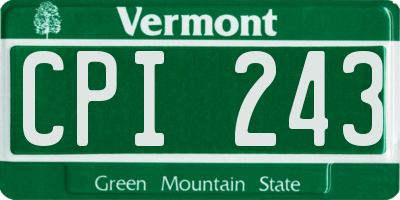 VT license plate CPI243