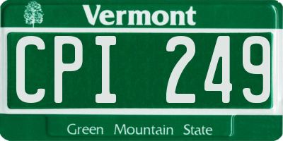 VT license plate CPI249