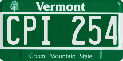 VT license plate CPI254