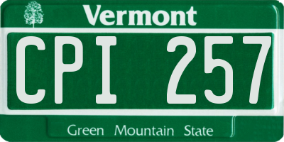 VT license plate CPI257