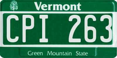 VT license plate CPI263