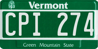 VT license plate CPI274