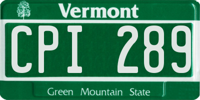 VT license plate CPI289