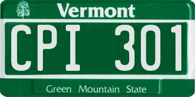 VT license plate CPI301