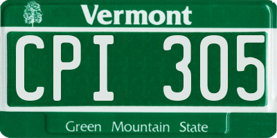 VT license plate CPI305
