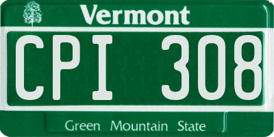 VT license plate CPI308