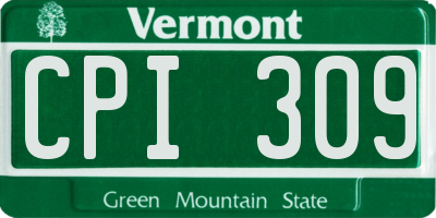 VT license plate CPI309
