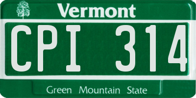 VT license plate CPI314