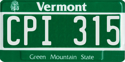 VT license plate CPI315