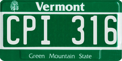VT license plate CPI316