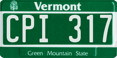 VT license plate CPI317
